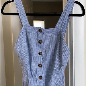 Blue and white striped jumpsuit